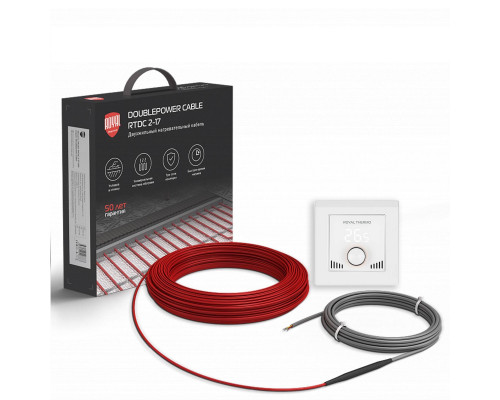 Нагревательный кабель Royal Thermo Doublepower Cable RTDC 2-17-100 с терморегулятором RTI-16 НС-1686010